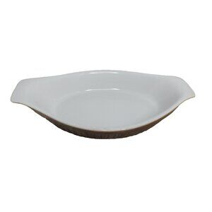 Vintage Ware White and Brown Au Gratin Dish USA 10"5X2"X6"